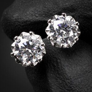 Brilliant Round Solitaire 925 Sterling Silver White Gold Circle Earrings